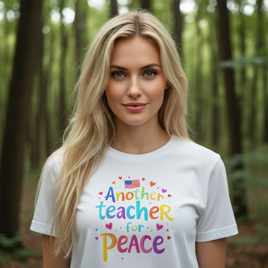 Another Teacher for Peace White T-Shirt - Forest Lifestyle Portrait