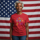 Another Teacher for Peace Red T-Shirt - American Flag Portrait
