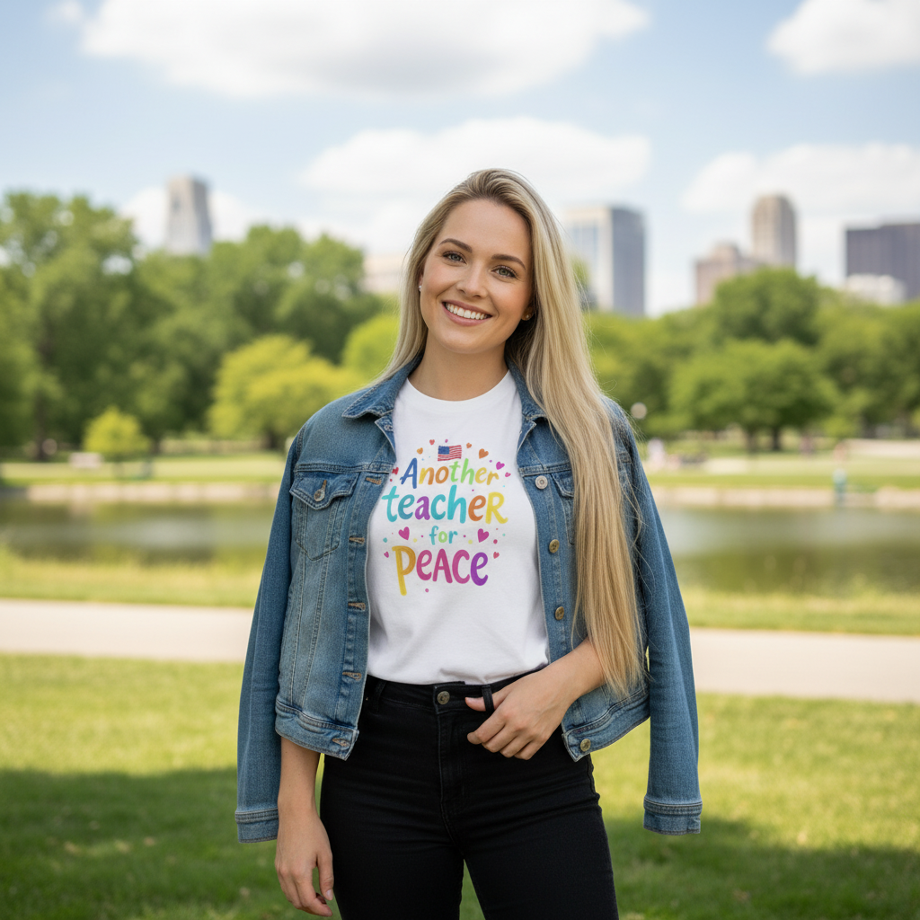 Another Teacher for Peace T-shirt lifestyle photo