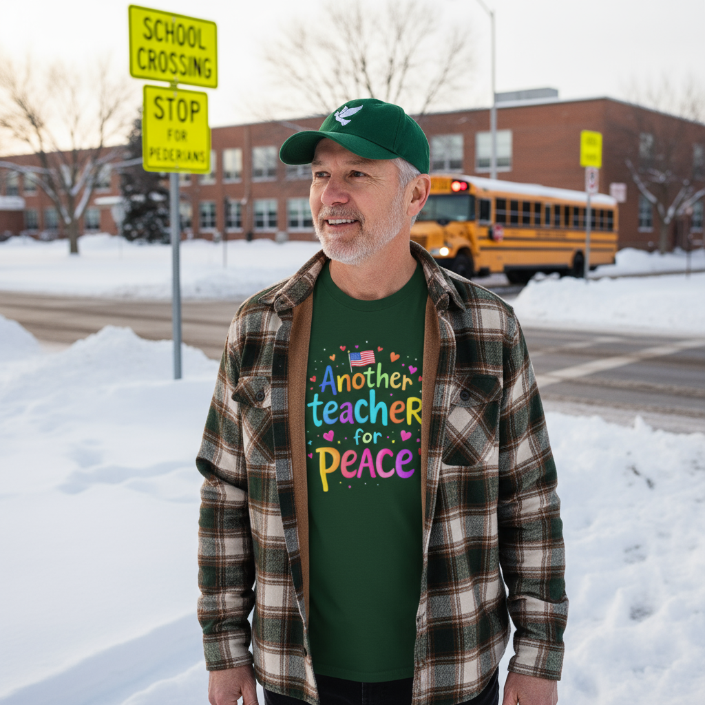 Another Teacher for Peace T-shirt - Male teacher winter lifestyle photo