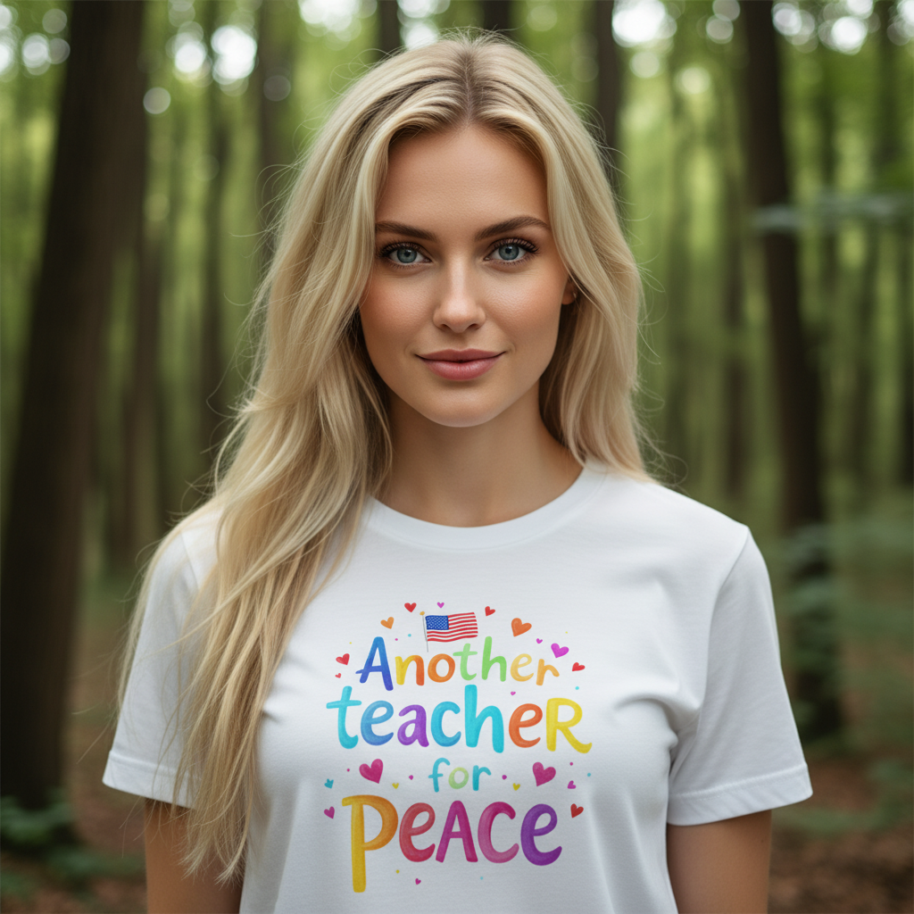 Another Teacher for Peace White T-Shirt - Forest Lifestyle Portrait