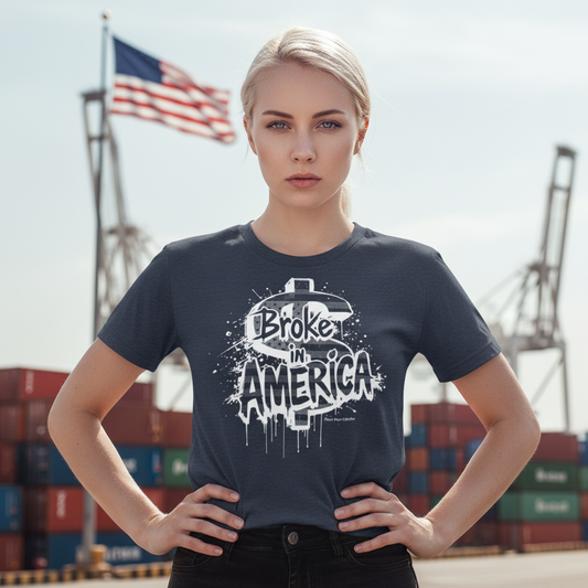 Broke In America Heather Navy T-Shirt - Harbor Lifestyle Shot