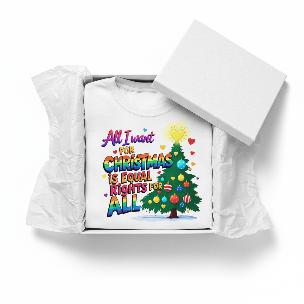 Equal Rights peace tee in white gift box