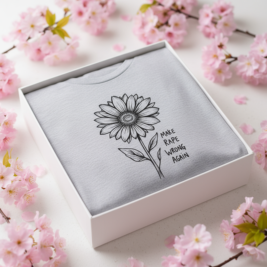 Gift box presentation of white protest t-shirt