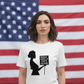 Make Girls Safe Again Women's Protest T-Shirt Portrait with American Flag