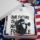 Our Future is Not for Sale Youth Tee in gift box with patriotic styling