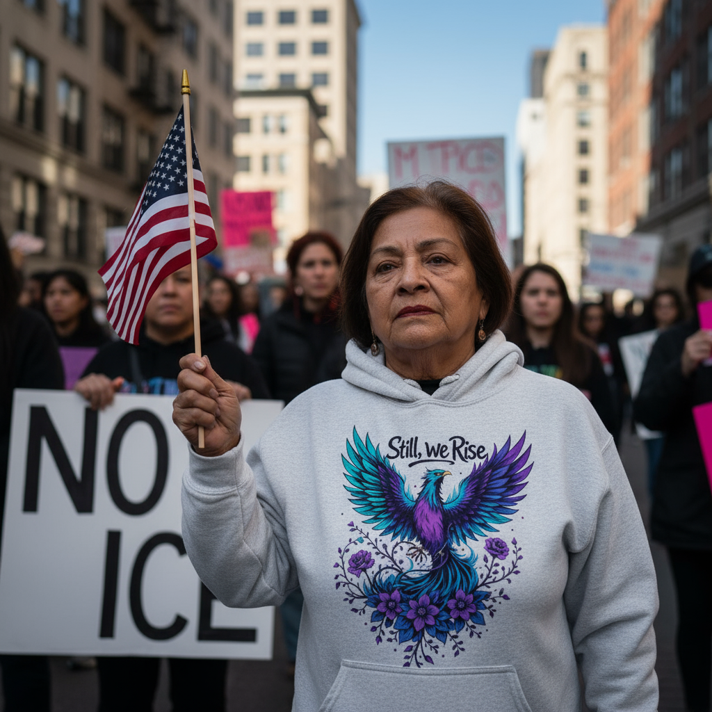 Still We Rise hoodie NO ICE rally protest