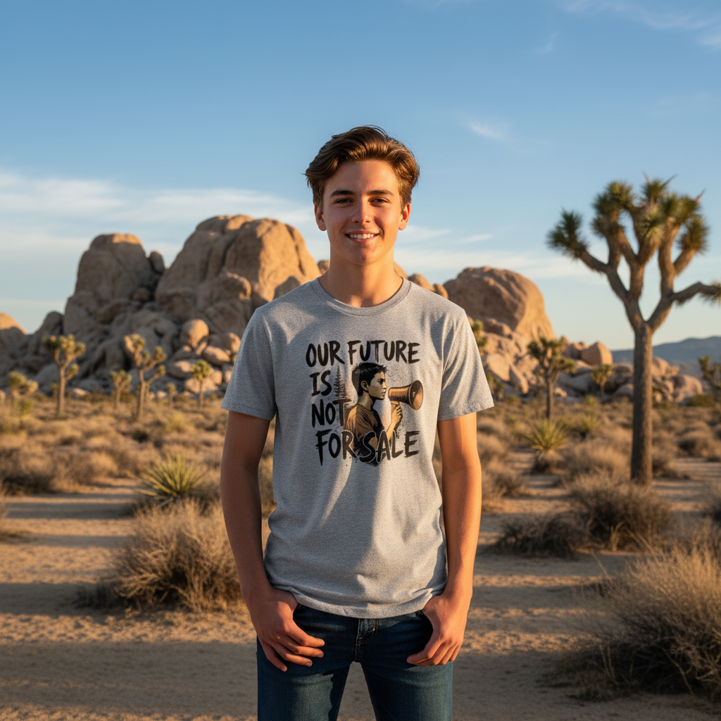 Teen boy in Athletic Heather tee at Joshua Tree